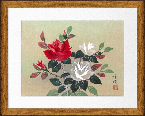 【日本画・絵画】田中芳園『バラ （F6号）』日本画■新品★ 14,300円