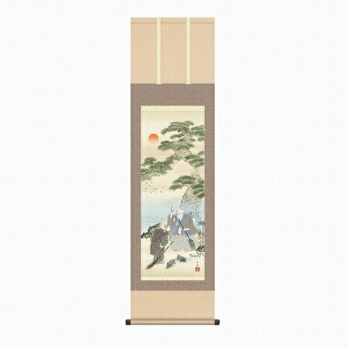 【掛け軸・掛軸】瀬田功舟『高砂（尺三立）』版画+手彩色■表装済み・新品★