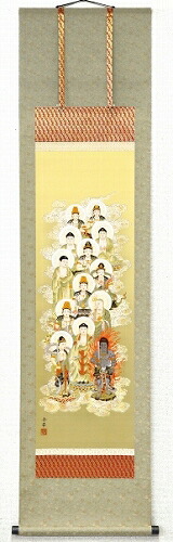 【掛け軸・掛軸】野川秀華『十三佛(尺三立)』版画+手彩色■表装済み・新品★|アート明日香