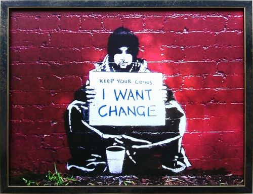 【絵画】バンクシー『I Want Change』複製画■新品★｜アート明日香