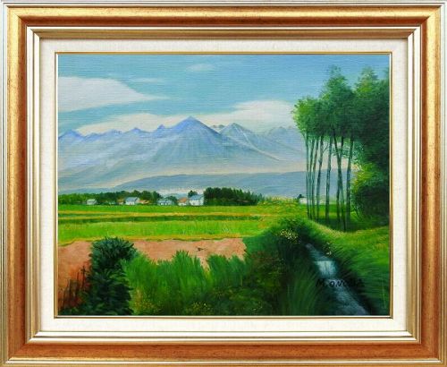 【値下げ】 油絵 小野田満『アルプス遠望（F10号）』 肉筆 油彩画 額縁付｜アート明日香 21,158円