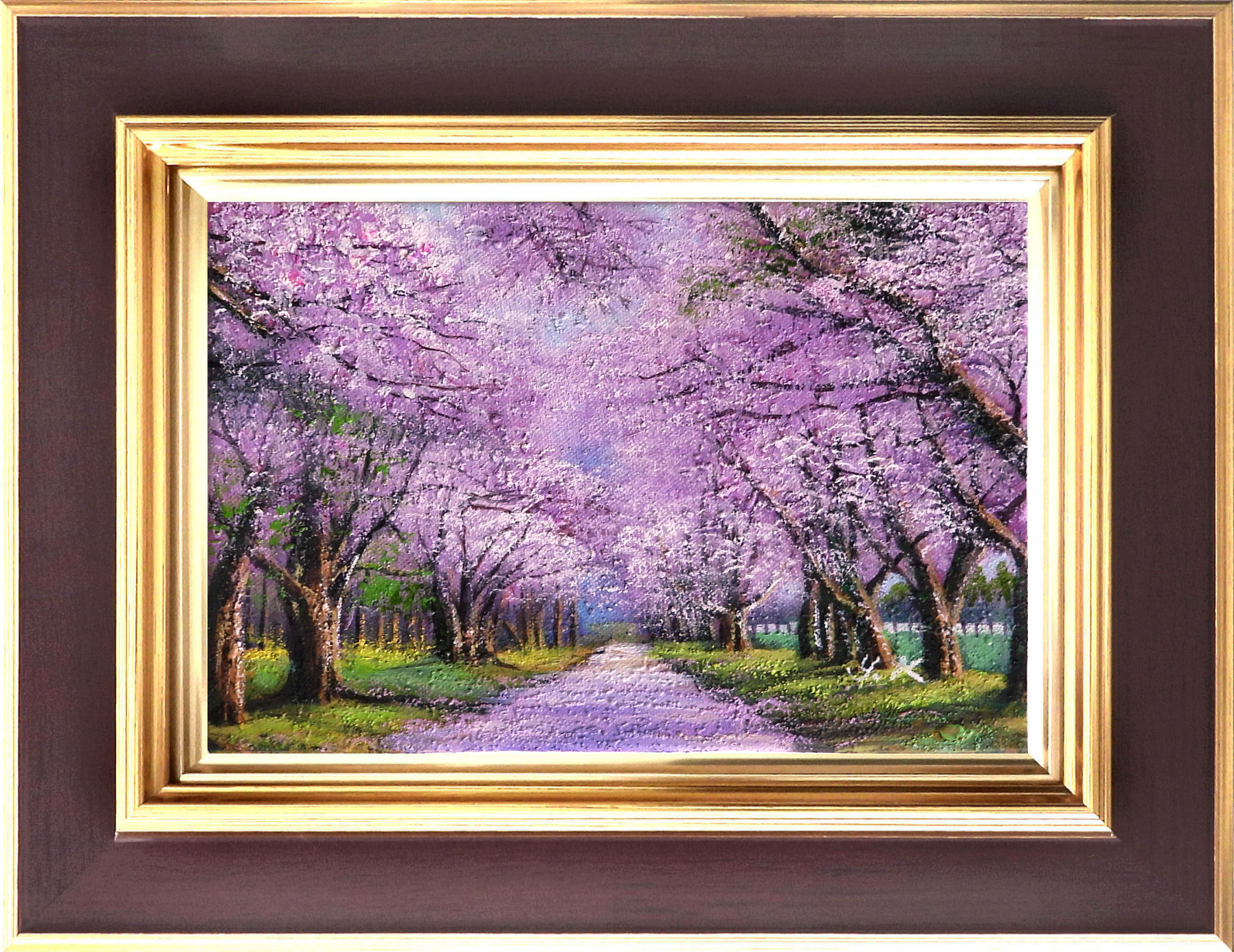 楽天市場】油彩画 木村由記夫 「忍野富士に桜」 F10号 額付き 油絵