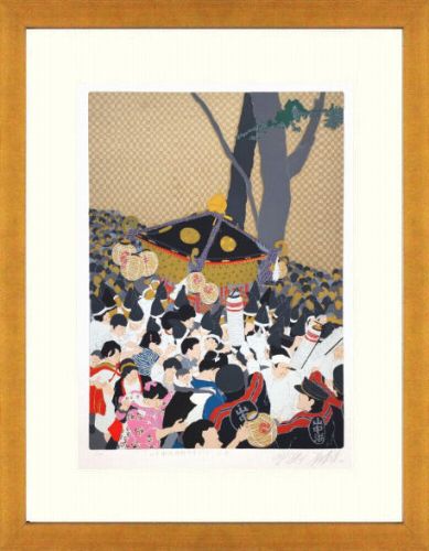 【版画・絵画】田中正秋『山中諏訪神社安産祭り （山梨） 』シルクスクリーン■限定100部・新品★｜アート明日香