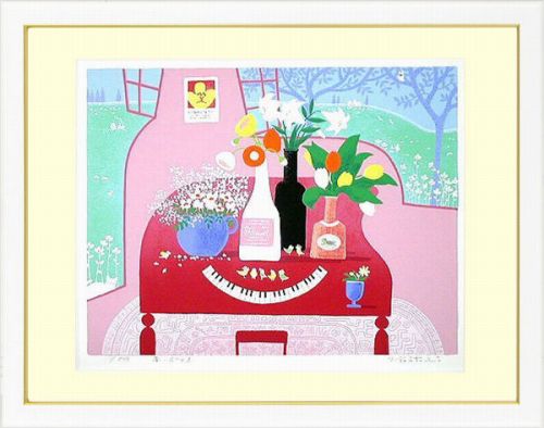 【版画・絵画】吉岡浩太郎『赤いピアノ』シルクスクリーン■限定500部・新品★