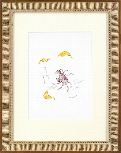 【水彩画・絵画】河村直子『ひらひら秋をつかまえろ』水彩画■新品★