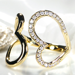 【楽天市場】【送料無料】K18YG【0.15ct】オープンハート ダイヤモンド リング 指輪 かわいい 人気 上品 ダイヤモンドリング