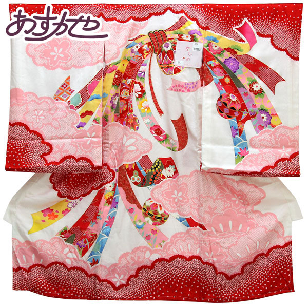 【お仕立て上がり】初着 女の子 絞り調 金彩加工 金駒刺繍 産着 祝着 お祝い着 着物 正絹 お宮参り 赤ちゃん ベビー 熨斗目と毬 ピンク あすかや [商品番号pt3598]｜あすかや 28,600円