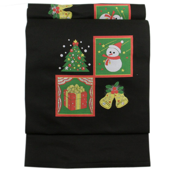 新品未仕立 西陣織 九寸名古屋帯 クリスマス オーナメント 黒×金 仕立込み 楽天市場】クリスマス 帯 名古屋帯 正絹 京都 西陣 名古屋帯