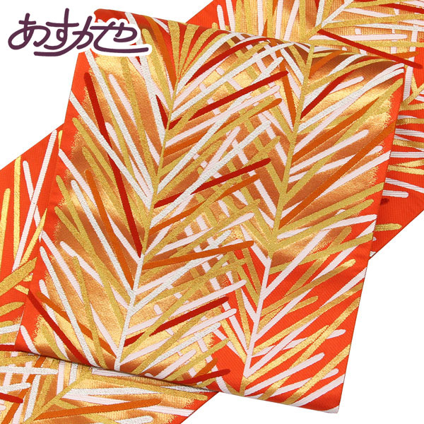 未着用　袋帯　意匠　田中あすか　石刷更紗　縦縞　唐花模様　着物　044a p 未着用 袋帯 意匠 田中あすか 石刷更紗 縦縞 唐花模様 着物 044a