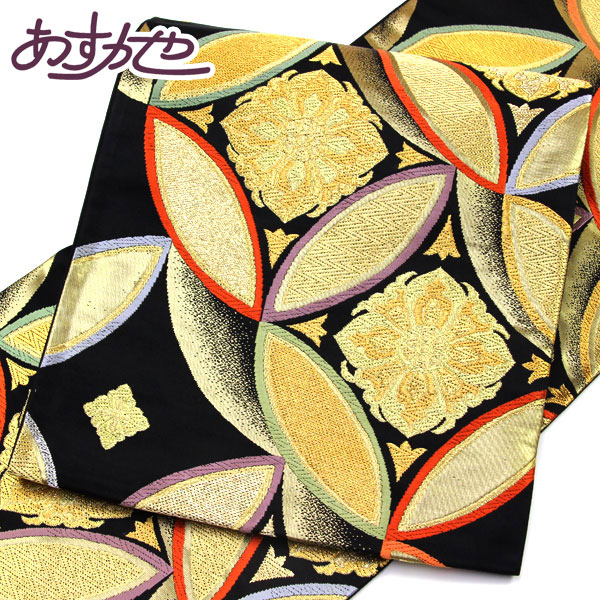 未着用　袋帯　意匠　田中あすか　石刷更紗　縦縞　唐花模様　着物　044a p 未着用 袋帯 意匠 田中あすか 石刷更紗 縦縞 唐花模様 着物 044a