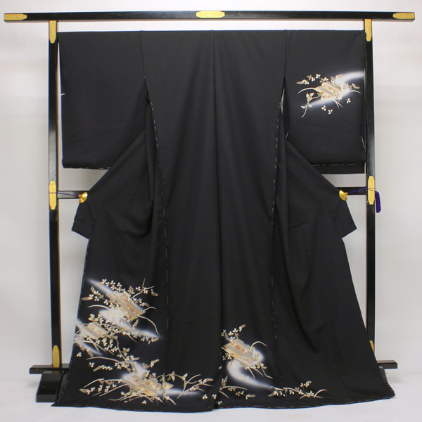 京手描友禅 丹後ちりめん 「松皮菱」 金彩 付下げ訪問着 秋草 hm1465 【あすかや】