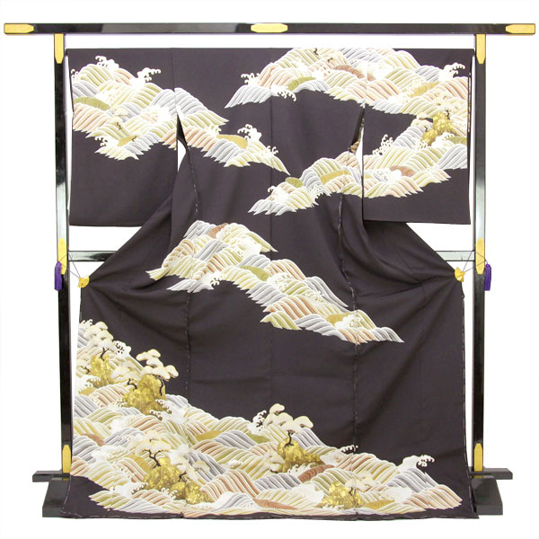 【極美品】「白山工房」謹製 無形文化財「本場牛首紬」金彩加工 手描き金彩友禅 極美品】「白山工房」謹製 無形文化財「本場牛首紬」金彩加工