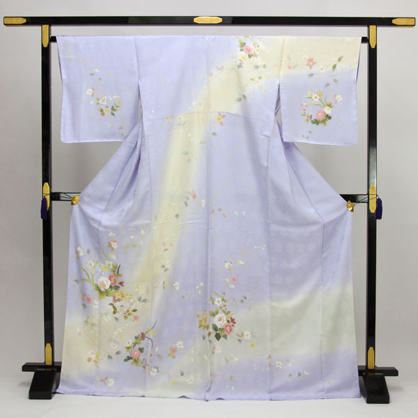 【お仕立て上がり】着物 正絹胴裏 新品 仕立済 金彩加工 訪問着 Lサイズ 青色系 あすかや [商品番号pt3625]｜あすかや