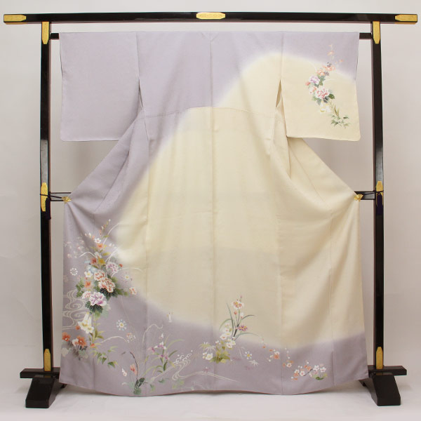【お仕立て上がり】着物 正絹胴裏 新品 仕立済 訪問着 金駒刺繍 金彩加工 Mサイズ 紫色系 あすかや [商品番号pt2766]