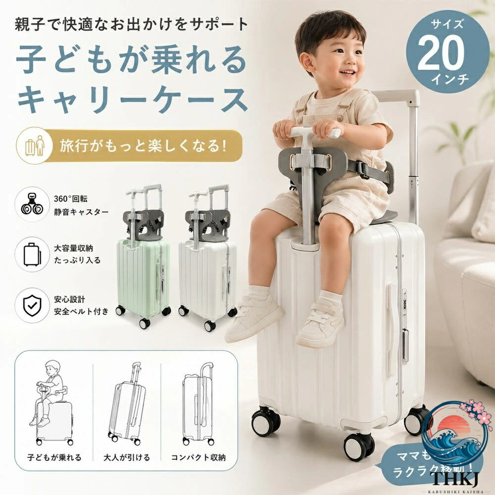 乗れる子供キャリーケース 20 インチ 安全設計 静音 360 度万向輪 キッズスーツケース 男女兼用 新幹線 飛行機対応 家族旅行 遠出お出かけ 遊び心あるトラベルバッグ|アスミル店