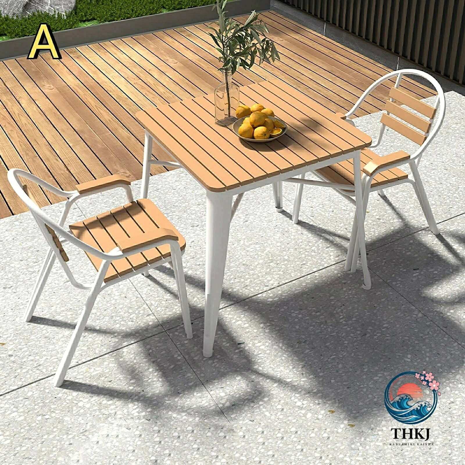 屋外 3 点ガーデンテーブルセット金属フレーム庭ベランダモダンダイニング家具セット|アスミル店