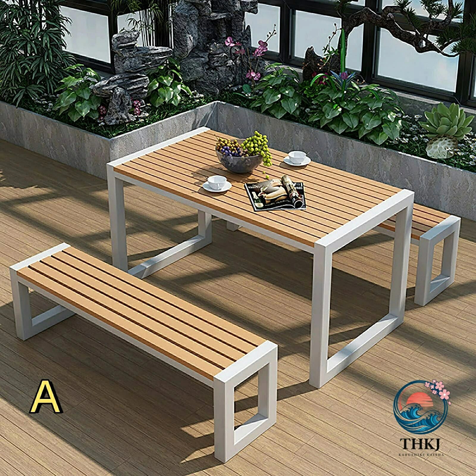 ガーデンテーブルセット 屋外ダイニングテーブルとベンチ 3 点セット 屋外 ベランダ テーブル チェア収納可能 ガーデンファニチャー｜アスミル店