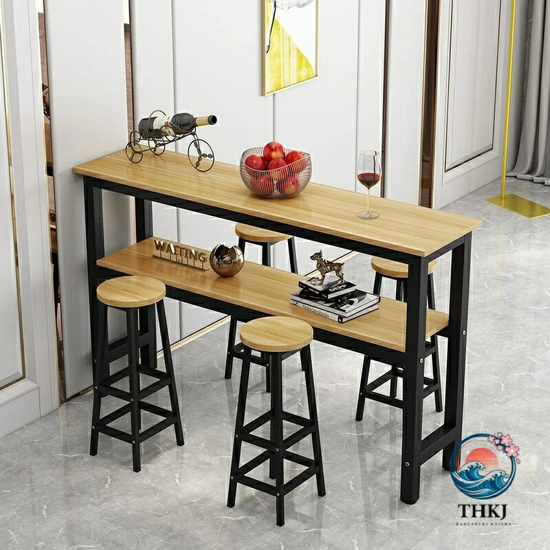 【全品2点で5%OFF】バーテンバー用テーブル バルコニー用狭いテーブル 家庭用高脚テーブル 壁掛け仕切り付きミルクティーショップ バー用シンプルな長方形テーブルと椅子のセット｜アスミル店