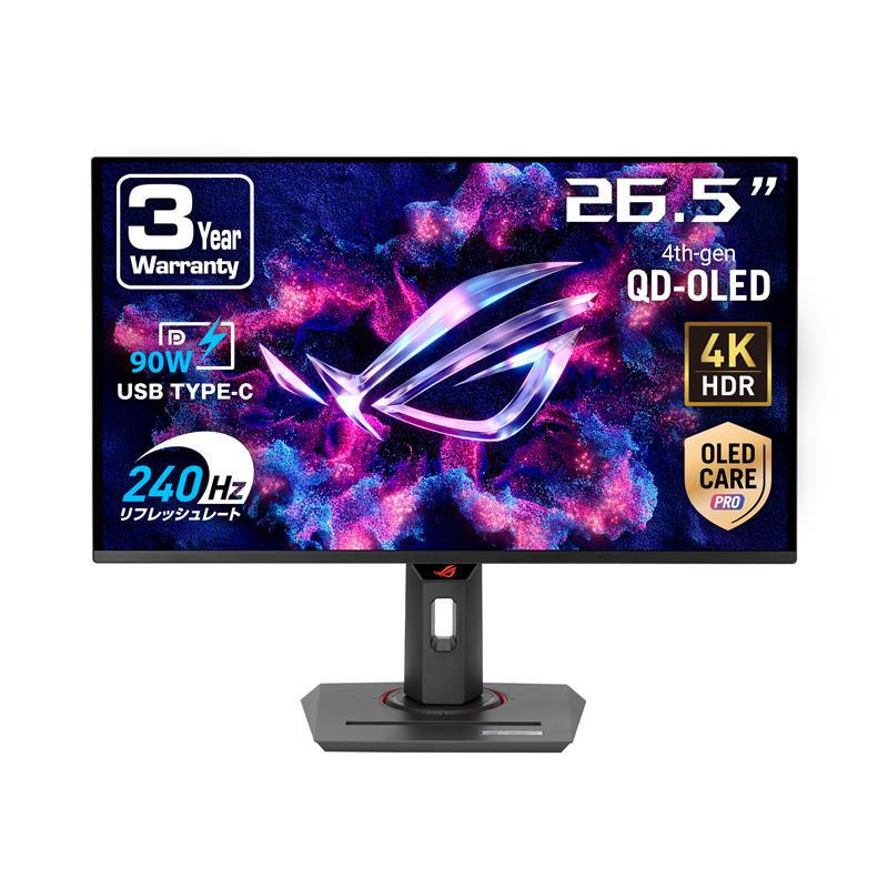 ASUSゲーミングモニター/ROG Strix OLED XG27UCDMG - 26.5インチ/4K量子ドット有機ELパネル/240Hz/0.03ms (GTG)/Anti-Flicker/カスタムヒートシンク/Neo Proximity Sensor/VESA DisplayHDR 400 True Black/99% DCI-P3/DisplayWidget Center/国内正規品