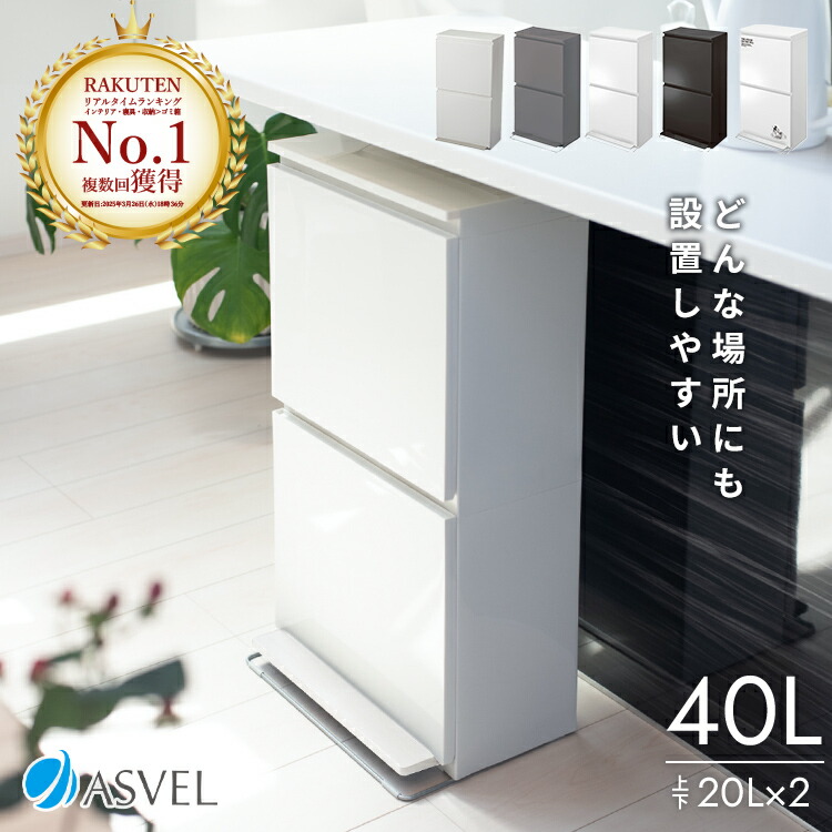 川口工器 ゴミ箱 キッチン 分別 スリム 木製 薄型 2分別