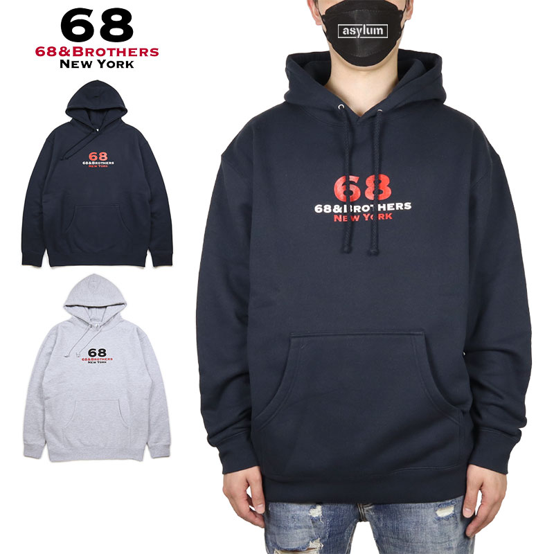 68&BROTHERS パーカー 68アンドブラザーズ プルオーバーパーカー トップス フーディー メンズ レディース ブランド 大きいサイズ おしゃれ おすすめ 人気 黒 ストリート 68bros013 ブラック M L XL