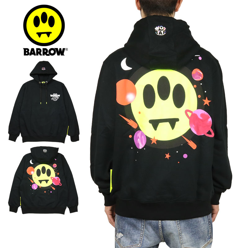パーカー バロー パーカー Barrow プルオーバーパーカー フーディー メンズ レディース ブランド 大きいサイズ おしゃれ おすすめ 人気 黒 綿100 コットン バックプリント Barrow0 ブラック M L Xl ストリート系b系通販 Asylum