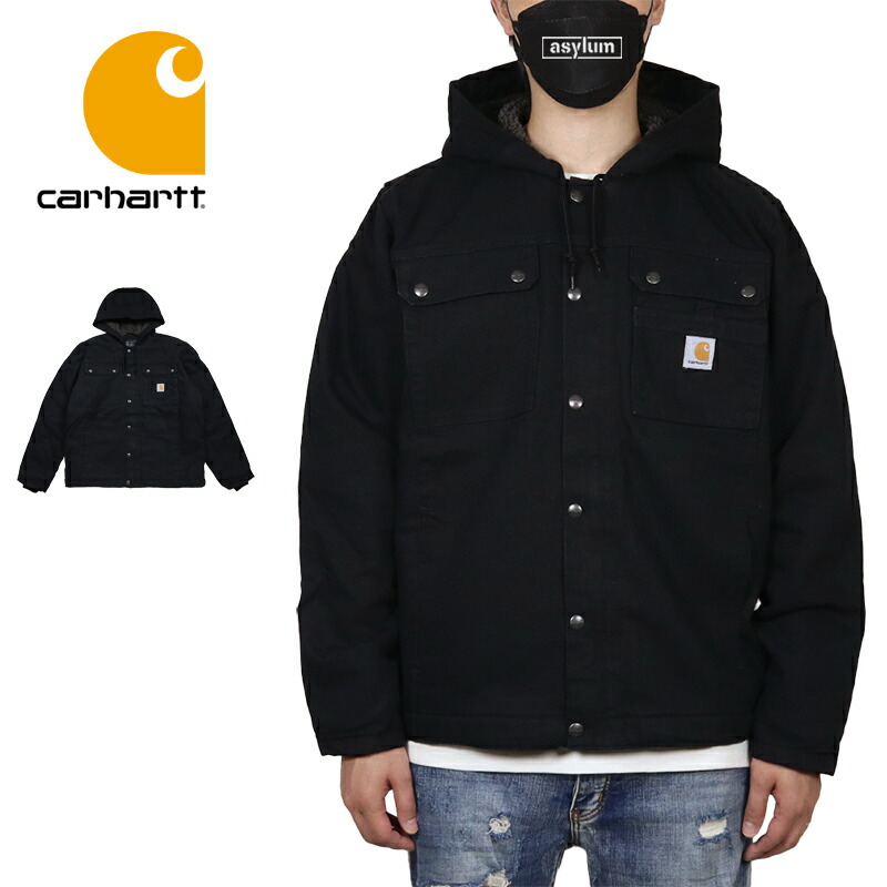 carhartt ブラック フード付きジャンパー L Carhartt 黒 フルジップ フード付きジャンパー L