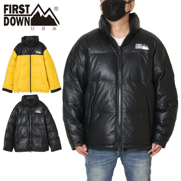 年越し 初売りsale 最大5000円offクーポン配布中 おすすめ Sale30 Off ファーストダウン First Down Down レザーダウンジャケット メンズ ブラック ブランド レディース 大きいサイズ おすすめ ラムナッパレザーダウン c イエロー ブラック M L Xl ストリート
