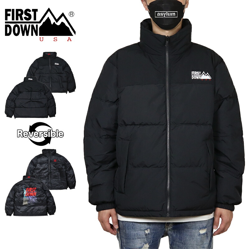 【10%OFF】【P10倍】【MAX88%OFF♪誕生祭SALE 最大20％OFFクーポン配布】ファーストダウン ジャケット FIRST DOWN ダウンジャケット アウター リバーシブル メンズ レディース ブランド 大きいサイズ おしゃれ おすすめ 人気 黒 firstdown042 ブラック S M L XL