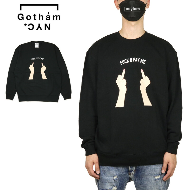 【在庫処分20%OFF】ゴッサム NYC エヌワイシー トレーナー GOTHAM NYC スウェット メンズ レディース ブランド 大きいサイズ おしゃれ おすすめ 人気 黒 gotham139 ブラック M L XL