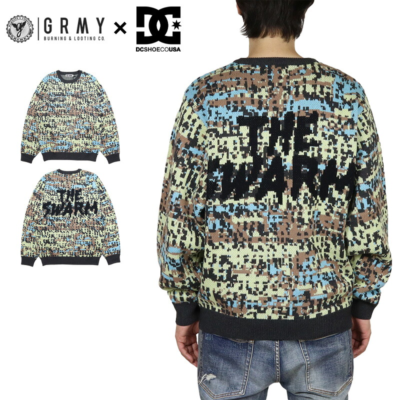 【 20%OFF】【期間延長SUMMER SALE開催中】グライミー ニット GRIMEY セーター DC SHOES コラボ メンズ レディース ブランド 大きいサイズ おしゃれ おすすめ 人気 綿100% コットンニット 総柄 ストリート系 grimey25aw003 M L XL｜ストリート系B系通販 ASYLUM
