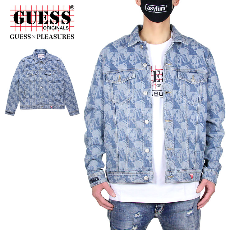 楽天市場 ゲス デニムジャケット Guess Gジャン アウター 春 プレジャーズ Pleasures コラボ メンズ レディース ブランド 大きいサイズ おしゃれ おすすめ Go Pleasures Printed Denim Jacket ブルー M L Xl ストリート系b系通販 Asylum