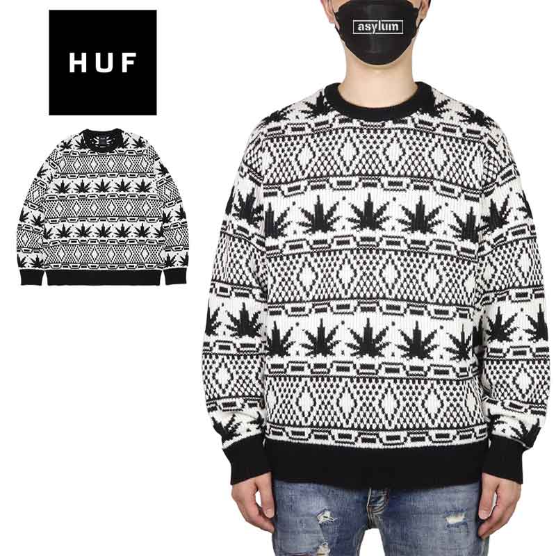 HUF ニット ハフ セーター 総柄 ジャガード メンズ レディース ブランド 大きいサイズ おしゃれ おすすめ 人気 コットンニット 綿100% スケボー スケーター ストリート huf24ho007 ナチュラル M L XL 15,059円