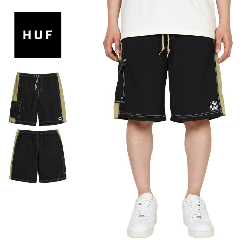 【 15%OFF】【期間延長SUMMER SALE開催中】HUF ショートパンツ ハフ ハーフパンツ ショーツ メンズ ブランド 大きいサイズ おしゃれ おすすめ 人気 黒 スケボー スケーター ストリート系 huf25ss017 ブラック M L XL｜ストリート系B系通販 ASYLUM