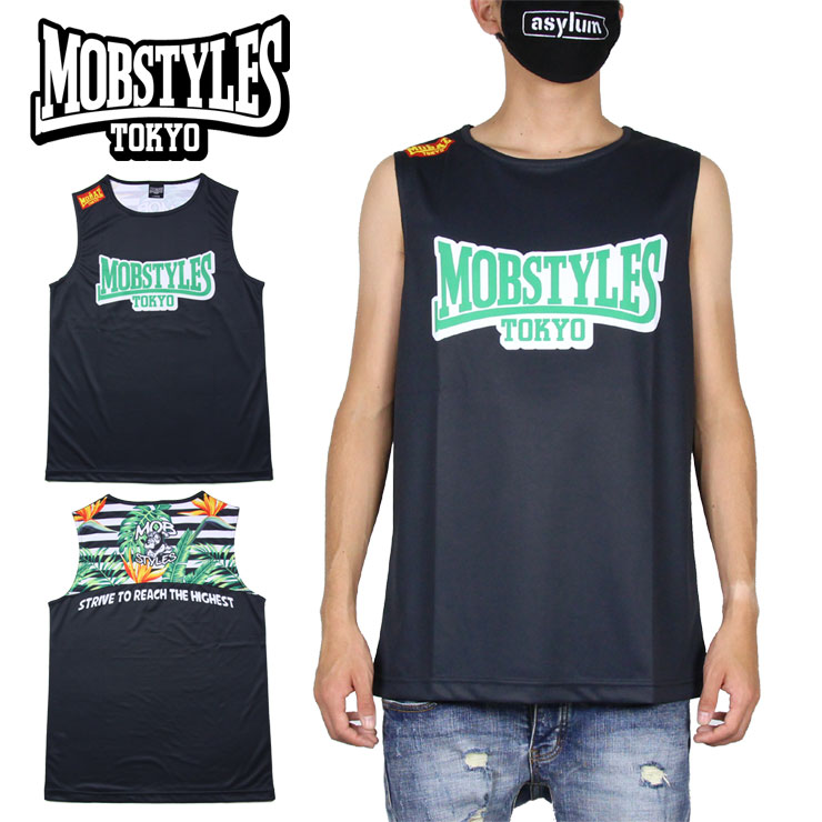 楽天市場 モブスタイルス Mobstyles タンクトップ ノースリーブ ドライ Dry 速乾 メンズ レディース ブランド 大きいサイズ Mosh Dry ノースリーブ Border Aloha ブラック M L Xl ストリート系b系通販 Asylum