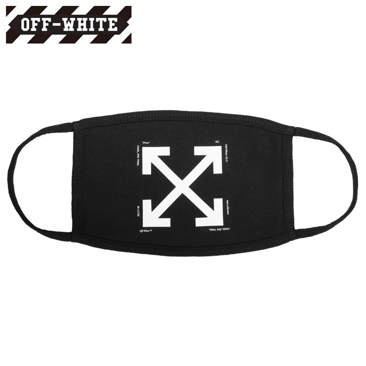 象牙色 恍ける OFF-WHITE 黒恍ける 布恍ける メンズ レディース ブランド名 今めかしい おすすめ ARROW PRINT COTTON FACE MASK BLACK WHITE 黒いこと