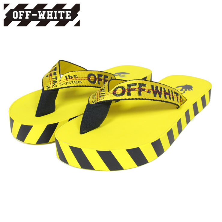 ビーチサンダル ビーサン おしゃれ Off White オフホワイト かっこいい ビーチサンダル オフホワイト ビーチサンダル Off White 厚底 Black靴 ビーサン メンズ ブランド おしゃれ おすすめ Industrial Belt Flip Flop Yellow Black ストリート系b系通販 Asylum