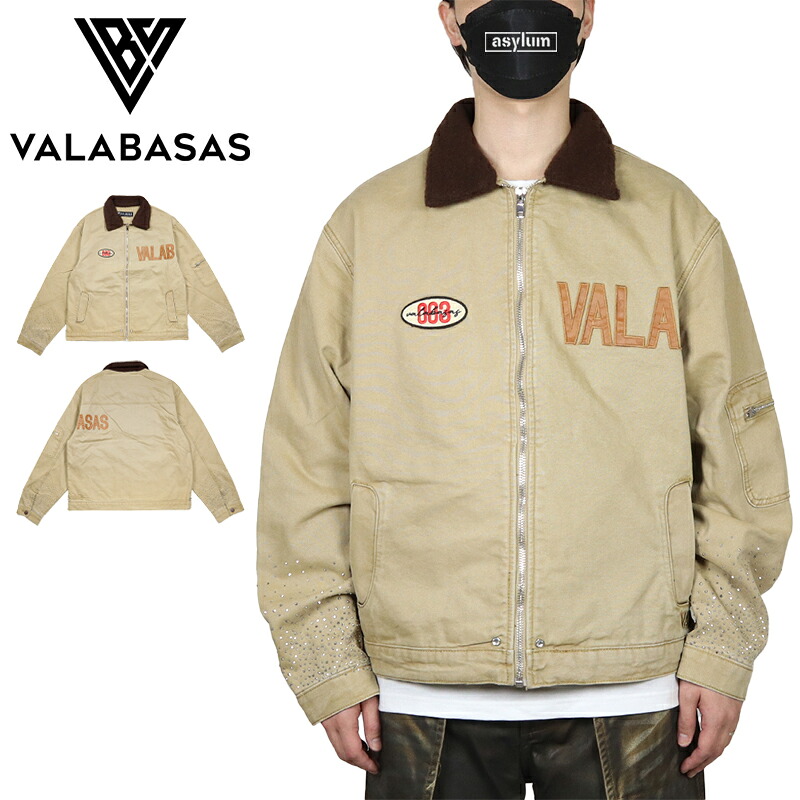 【P10倍】【MAX88%OFF♪誕生祭SALE 最大20％OFFクーポン配布】バラバサス ジャケット VALABASAS ワークジャケット ホッパージャケット ラインストーン アウター メンズ レディース ブランド 大きいサイズ おしゃれ おすすめ 人気 ストリート valabasas009 M L
