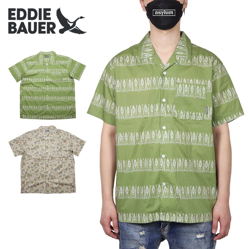 【P2倍】【MAX88%OFF♪誕生祭SALE 最大20％OFFクーポン配布】エディーバウアー シャツ EDDIE BAUER 半袖シャツ アロハシャツ 開襟シャツ 総柄 トップス メンズ レディース ブランド 大きいサイズ おしゃれ おすすめ 人気 eddie-bauer26ss004 M L XL