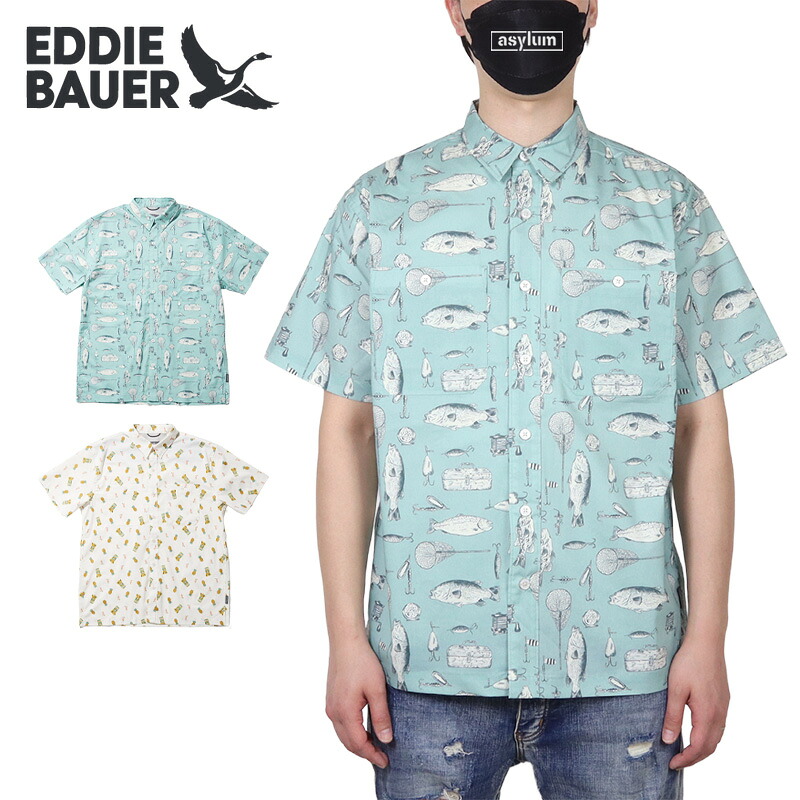 【P2倍】【MAX88%OFF♪誕生祭SALE 最大20％OFFクーポン配布】エディーバウアー シャツ EDDIE BAUER 半袖シャツ アロハシャツ 総柄シャツ トップス メンズ レディース ブランド 大きいサイズ おしゃれ おすすめ 人気 eddie-bauer26ss005 M L XL