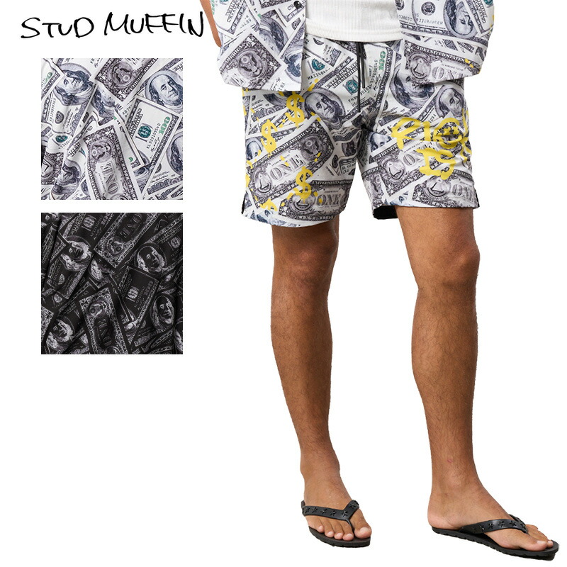 【最大20倍♪GW超ポイントバック20倍対象】スタッドマフィン ショートパンツ STUD MUFFIN ハーフパンツ ボードショーツ 水着 スイムショーツ セットアップ対応 メンズ ブランド 大きいサイズ おしゃれ おすすめ 人気 白 黒 stdmfn24ss005 M L XL