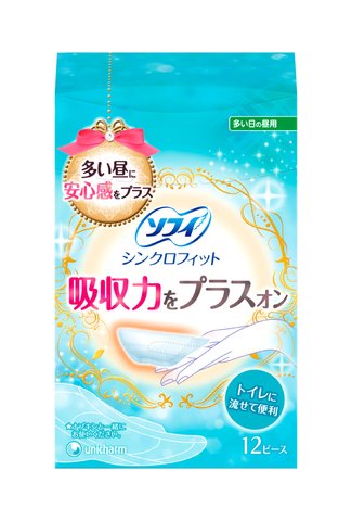 楽天市場 送料無料 まとめ買い ５ ユニ チャーム ソフィ シンクロフィット 多い日の昼用 12枚 トイレに流せて便利 生理用流せるナプキン 5点セット 姫路流通センター