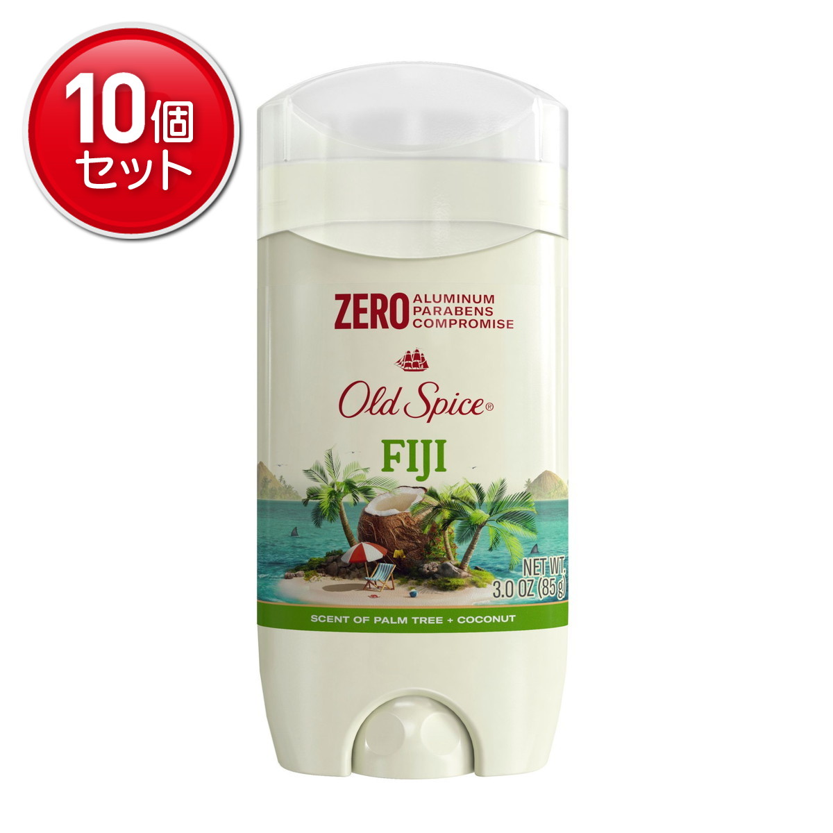 【最安挑戦！まとめ買い×10点セット】P&G オールドスパイス フレグランスバー アルミニウムフリー フィジーウィズパームツリー ココナッツセント 85g