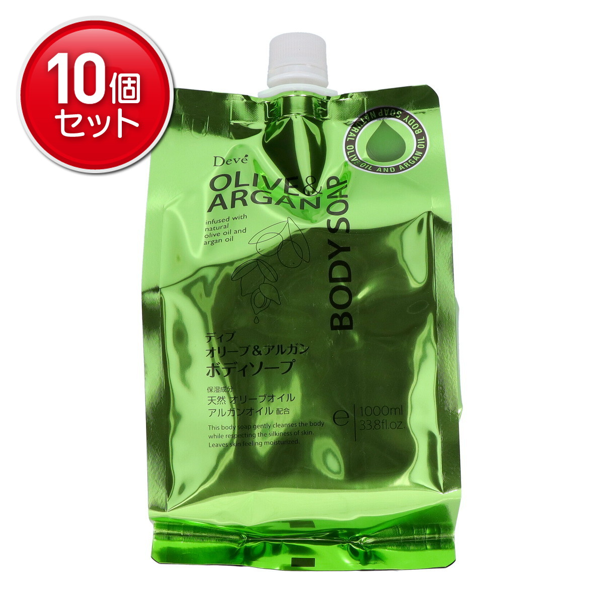 【最安挑戦！まとめ買い×10点セット】熊野油脂 ディブ オリーブ&アルガン ボディソープ 詰替 1000ml