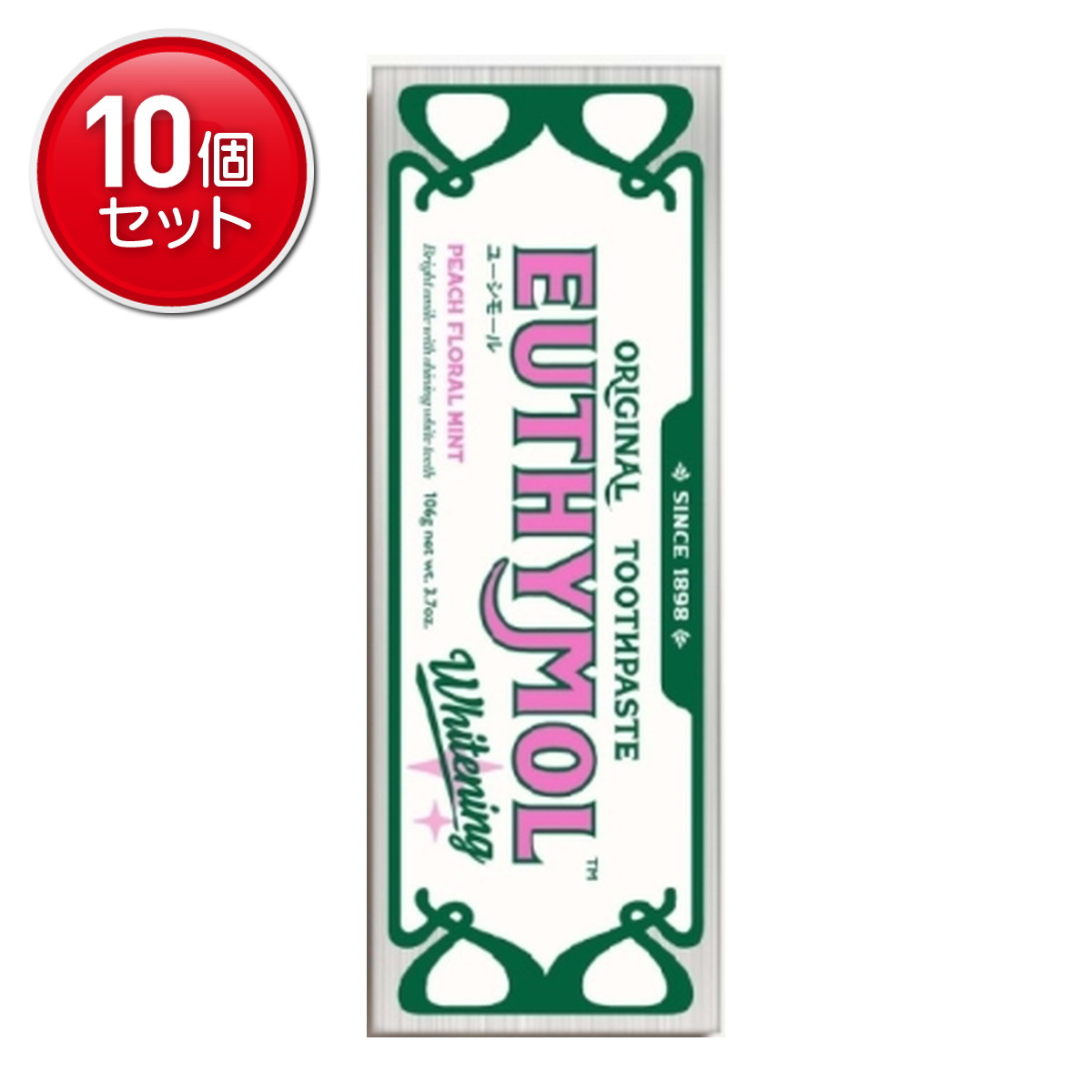 【最安挑戦！まとめ買い×10点セット】銀座ステファニー化粧品 ユーシモール ホワイトピンク ピーチフローラルミントの香り 106g 歯磨き粉 医薬部外品 EUTHYMOL