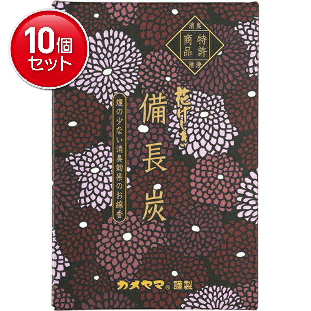【最安挑戦！まとめ買い&times;10点セット】カメヤマ 花げしき 備長炭 徳用大型240g ( 煙の少ない仏事用お線香 ) 長さ:約13.5cm 燃焼時間約25分( 4901435924779 )｜姫路流通センター