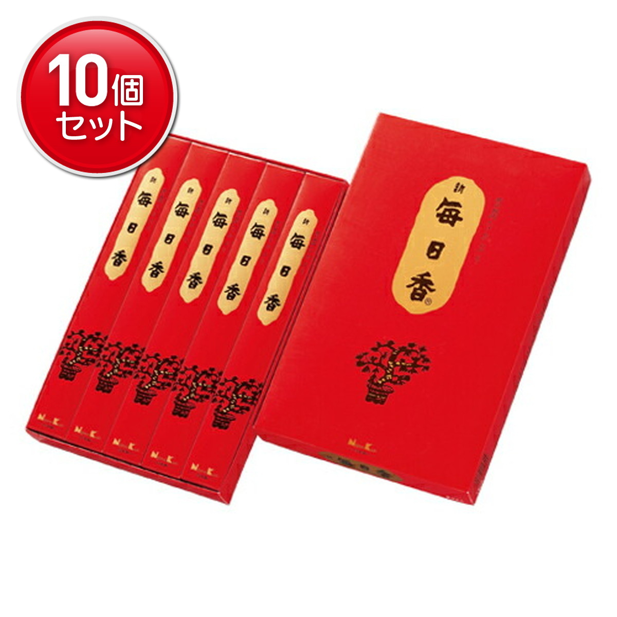 【最安挑戦！まとめ買い×10点セット】お線香 「 新毎日香 長大5入 」 　(4902125158009)