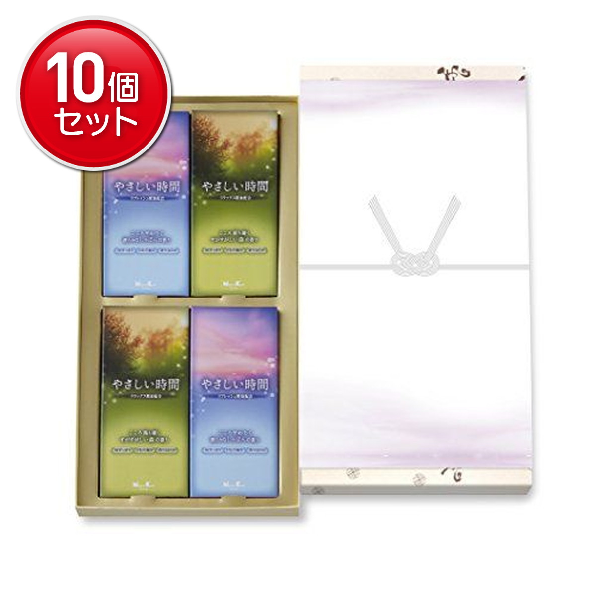 【最安挑戦！まとめ買い×10点セット】日本香堂 やさしい時間 進物 しゃぼん・森 4箱入 包装品