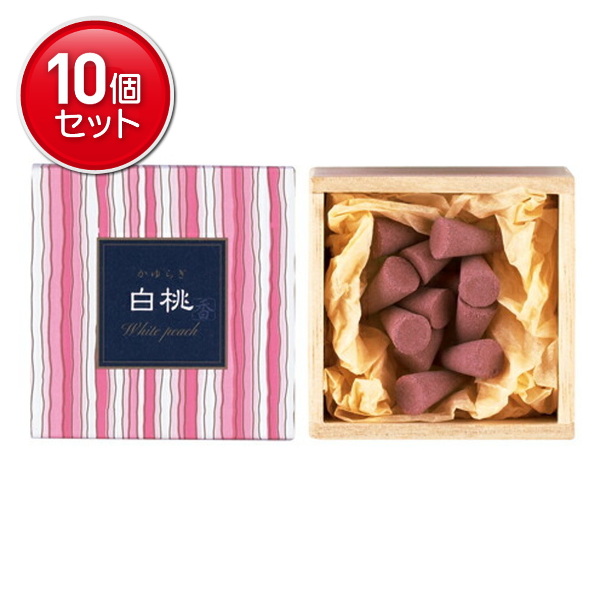 【最安挑戦！まとめ買い×10点セット】日本香堂 お香 インセンス 「かゆらぎ 白桃 コーン型12個入」　(4902125384545) 7,205円