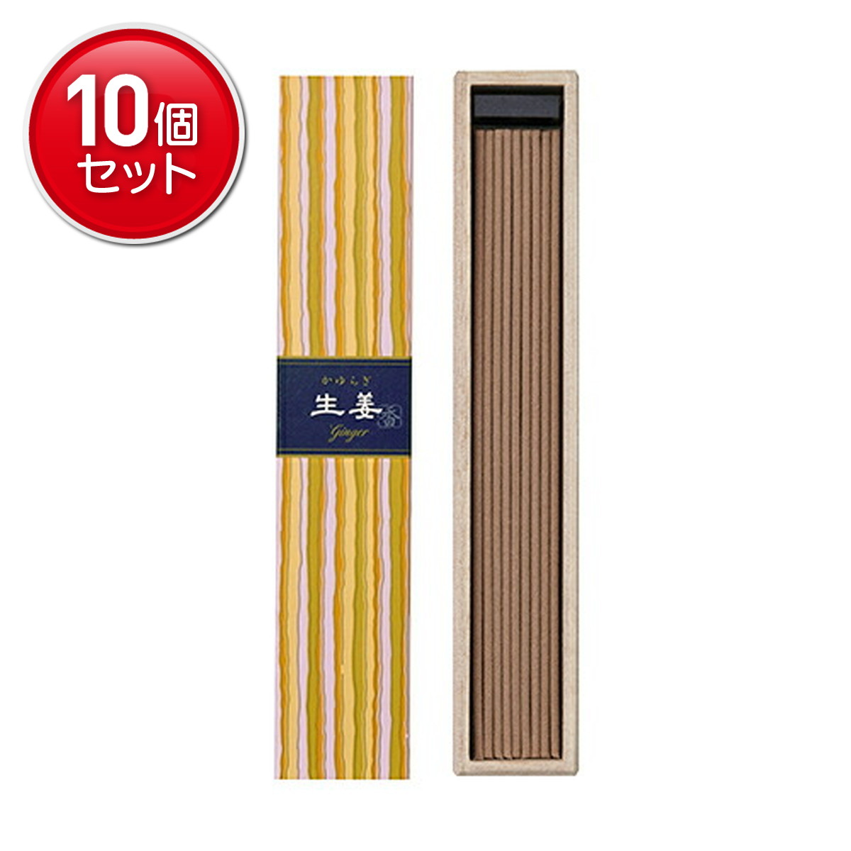 【最安挑戦！まとめ買い×10点セット】お香 インセンス 日本香堂「かゆらぎ 生姜 スティック40本入」 　(4902125384606)